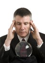 Business Man With Crystal Ball Royalty Free Stock Photo