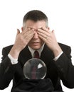Business Man With Crystal Ball Royalty Free Stock Photo
