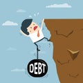 Business man with Debt falling from cliff concept