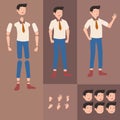 Business man with different expression and rigging character