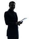 Business man digital tablet posing portrait silhouette