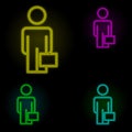 business man with a diplomat neon color set icon. Simple thin line, outline vector of business organisation icons for ui and ux, Royalty Free Stock Photo