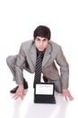 Business man displaying a laptop Royalty Free Stock Photo