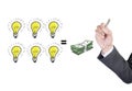 Business man drawing business strategy plan in light bulb, sketch and human hand with pencil Royalty Free Stock Photo