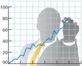 Business man drawing sales market share chart