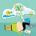 Business man dreaming. cartoon illustration Royalty Free Stock Photo