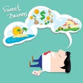 Business man dreaming. cartoon illustration Royalty Free Stock Photo