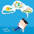 Business man dreaming. cartoon illustration Royalty Free Stock Photo