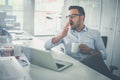 Business man dreaming on office desk. Royalty Free Stock Photo