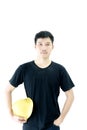 Business man engineer employee with black shirt isolated on whit