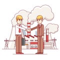 Business man and engineer shaking hands