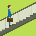 Business man on escalator cartoon vector