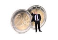 Business Man with euros coins Royalty Free Stock Photo