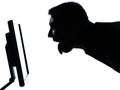 Business man face silhouette computer screen Royalty Free Stock Photo