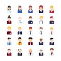 Business man flat icons set. office people outline icon collection, vector Royalty Free Stock Photo