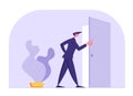 Business Man in Formal Suit Standing at Door Entrance Looking Inside, Businessman New Opportunity, Idea of Success Royalty Free Stock Photo