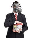 Business man with gas mask Royalty Free Stock Photo
