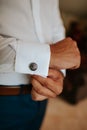 Business man getting dressed Royalty Free Stock Photo