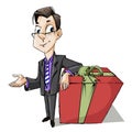 Business Man with Gift Box Royalty Free Stock Photo