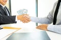 Business man give bribe to the officer Royalty Free Stock Photo