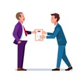 Business man giving certificate to young employee