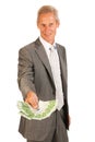 Business man giving euros Royalty Free Stock Photo