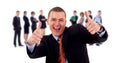 Business man givinng thumbs up for his team Royalty Free Stock Photo