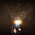 Business man with glowing exploding head Royalty Free Stock Photo