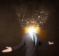 Business man with glowing exploding head Royalty Free Stock Photo