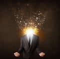 Business man with glowing exploding head Royalty Free Stock Photo