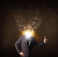 Business man with glowing exploding head Royalty Free Stock Photo