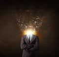 Business man with glowing exploding head Royalty Free Stock Photo