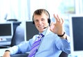 Business man going thumbs up Royalty Free Stock Photo