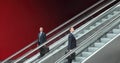 Business man going up and down escalators, concept of success Royalty Free Stock Photo