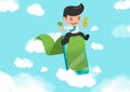 Business Man Green Road success Cloud Vector