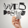 Business man hand drawing web design Royalty Free Stock Photo