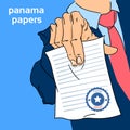 Business Man Hand Hold Panama Papers Offshore Company Royalty Free Stock Photo