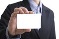 Business man hand holding blank business card showing Royalty Free Stock Photo