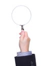 Business Man hand holding magnifying glass Royalty Free Stock Photo