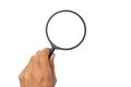 Business man hand with magnifying glass isolated on white background Royalty Free Stock Photo