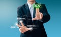 Business man hand sign about buy asset Royalty Free Stock Photo