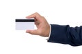 Business man handing a blank business card Royalty Free Stock Photo