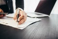 business man hands busy using cell phone at office desk Royalty Free Stock Photo