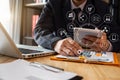 Business man hands using smartphone and holding credit card with digital layer Royalty Free Stock Photo