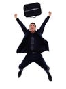 Business man happy joyful jumping silhouette Royalty Free Stock Photo