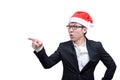 Business man has angry and upset with Christmas festival themes