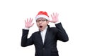 Business man has shocking and surprised with Christmas festival