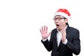 Business man has shocking and surprised with Christmas festival