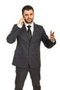 Business man having conversation by phone Royalty Free Stock Photo