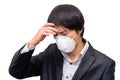 Business man headache by pollution air Royalty Free Stock Photo